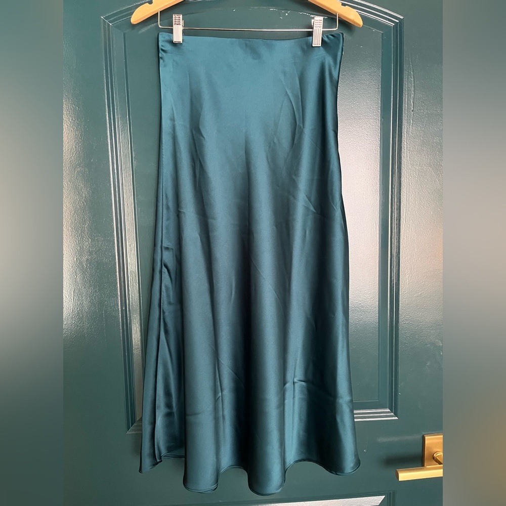 INC peacock teal A-line midi skirt. Size S